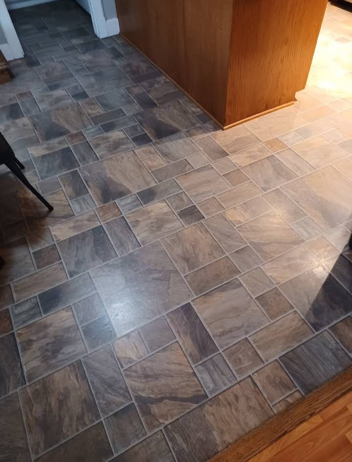 Household tile floor after cleaning